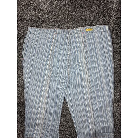 Vintage Gasoline Y2K Low Rise Striped Flare Jeans Denim Pants Boho Rave Size 11 - Picture 7 of 12